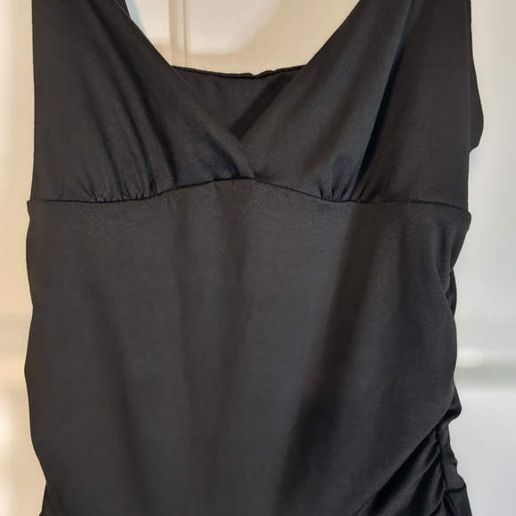 SHEIN Skater Dress Black w/ Ruched Sides and Asymmetrical Hemline Women's Sz S - Picture 3 of 8